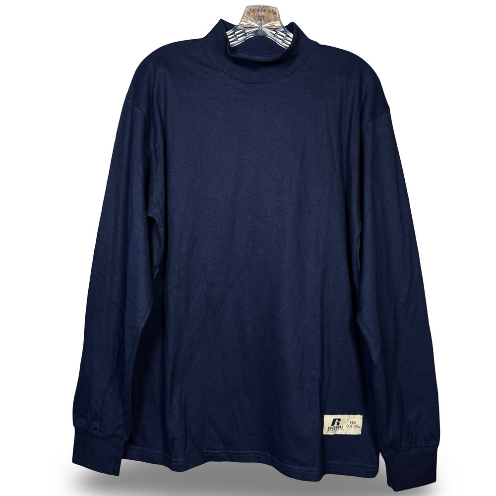 Vintage Russel Athletic Pro Cotton Mens Medium M Navy Blue Long Sleeve Shirt 90s